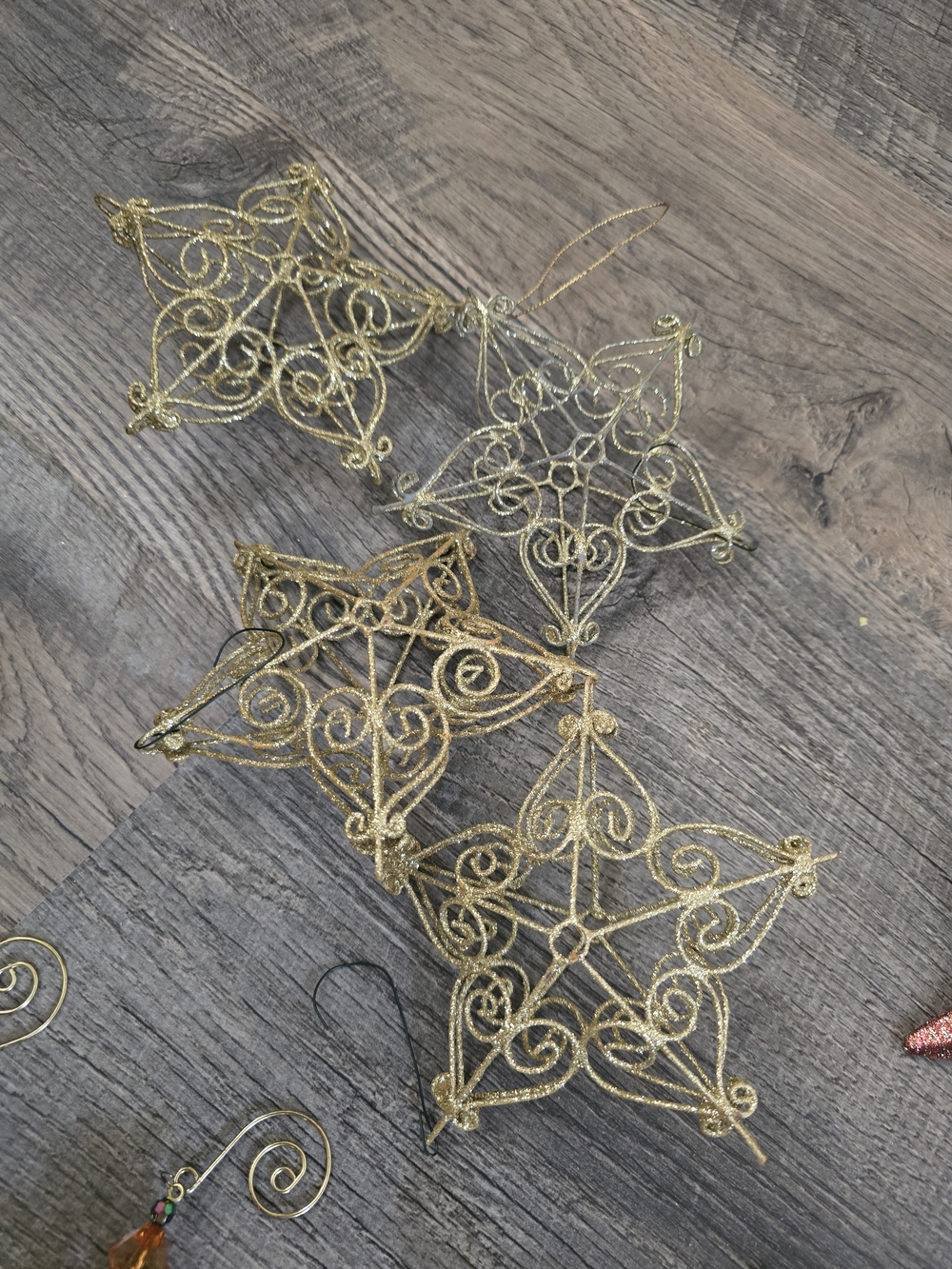 Pier 1 Gold Filigree Star Ornaments (set)